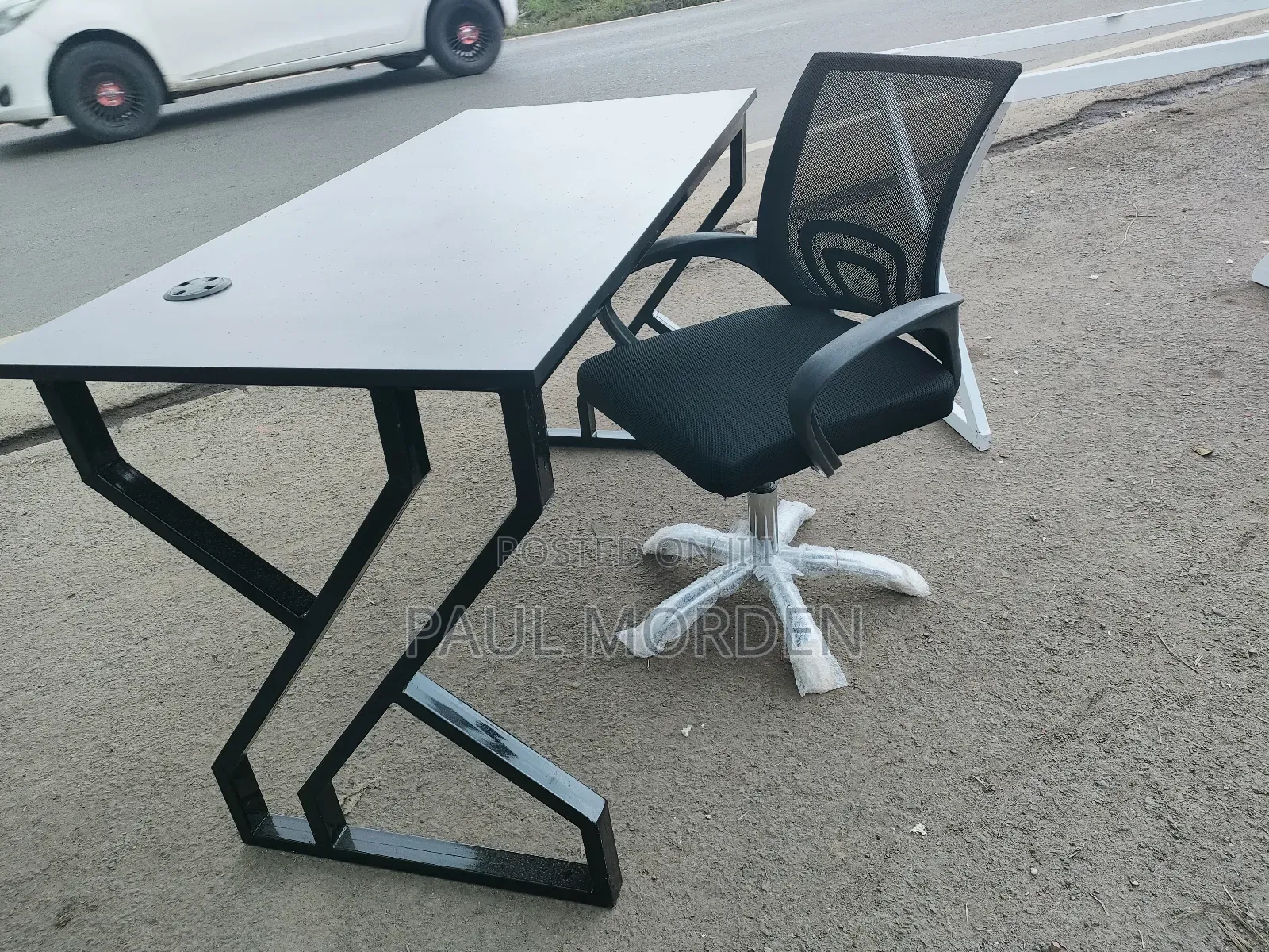 Black Frame Study Table With Office Chair