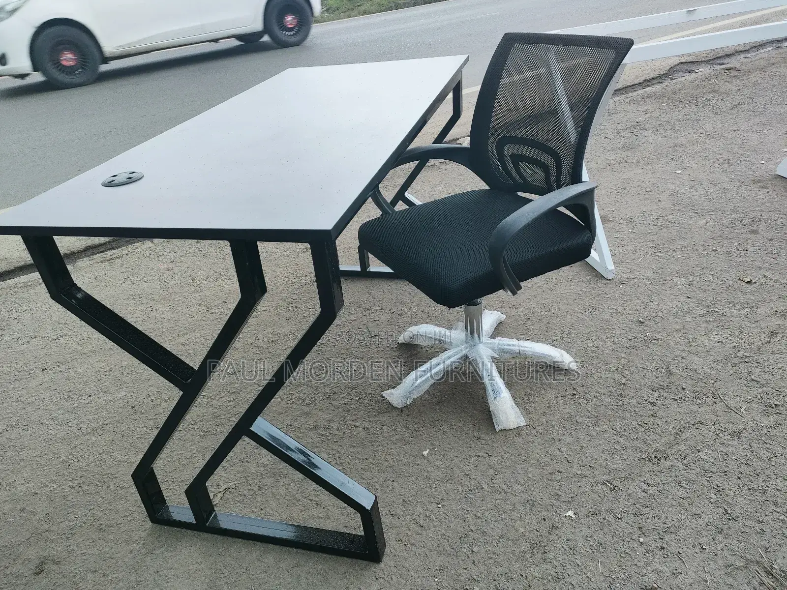 Black Frame Study Table With Office Chair