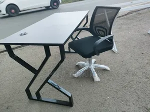 Black Frame Study Table With Office Chair