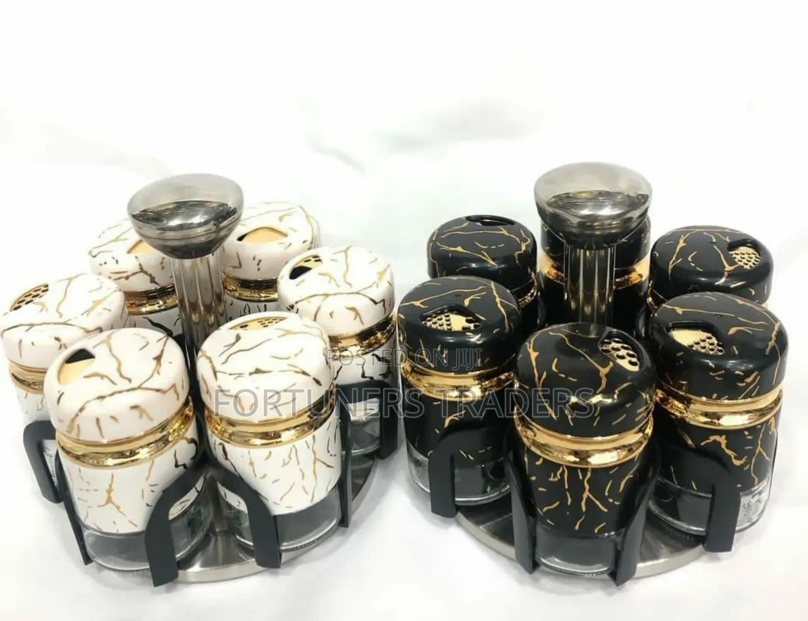 Marble Rotating Spices Jar 7pcs