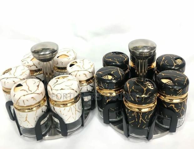 Marble Rotating Spices Jar 7pcs