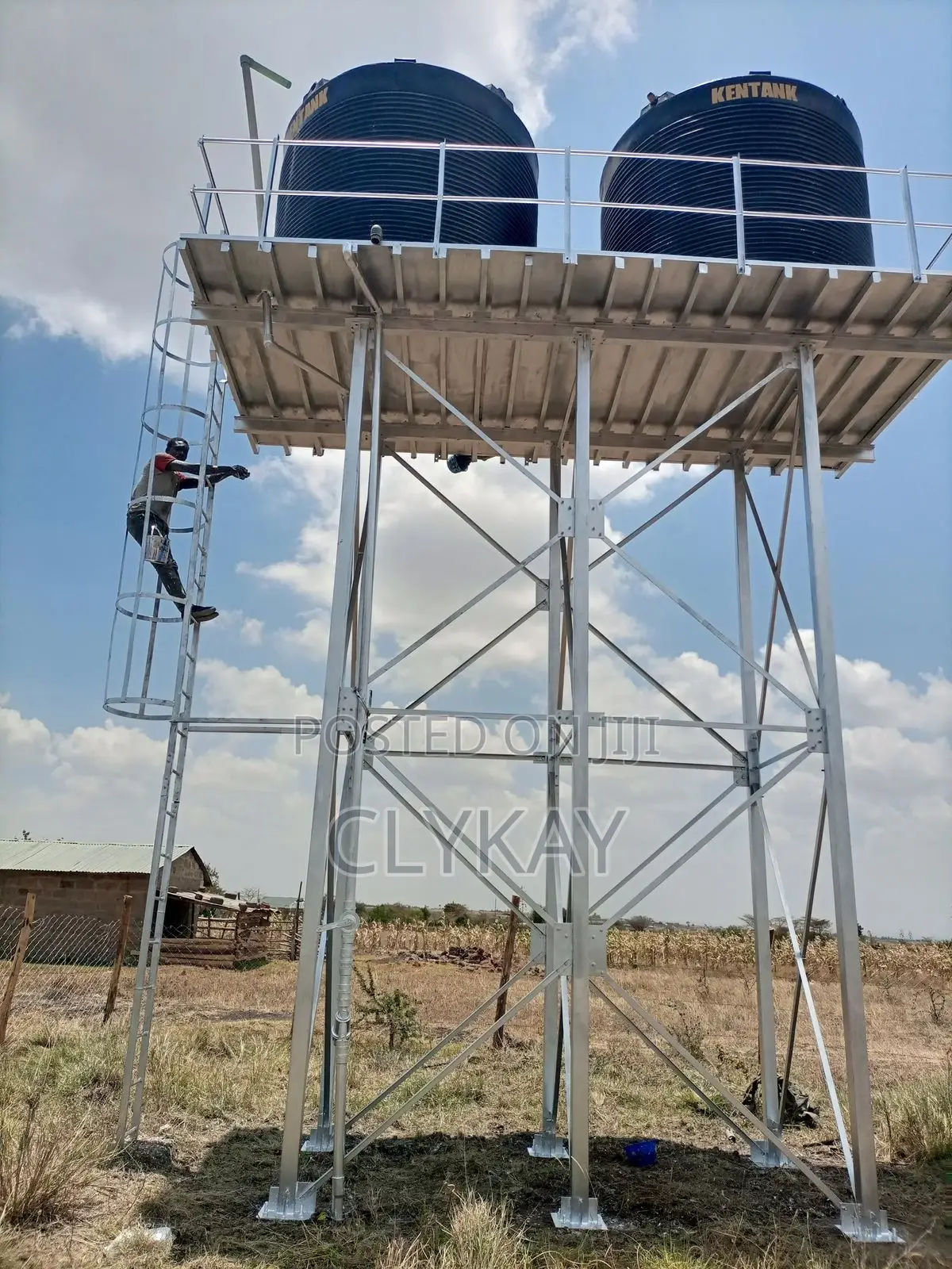 Raised Elevated Steel Tower With Plastic Tanks