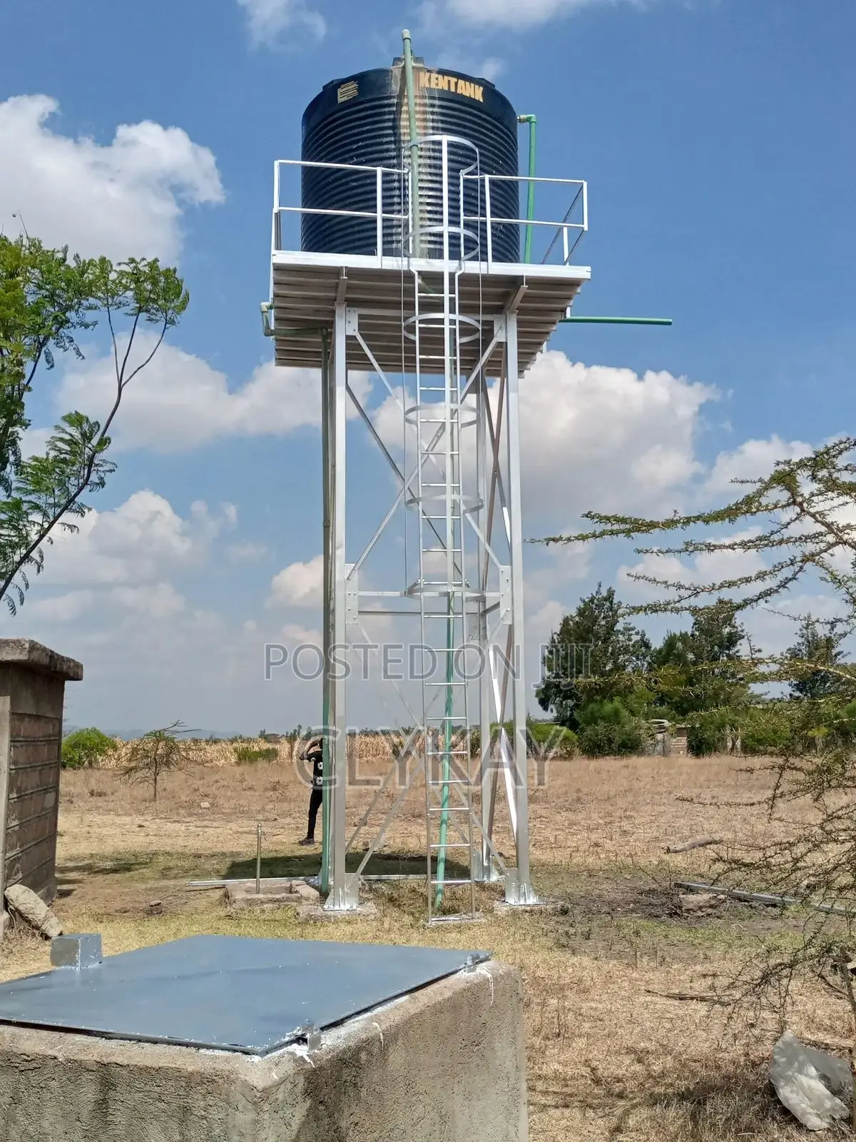 Raised Elevated Steel Tower With Plastic Tanks