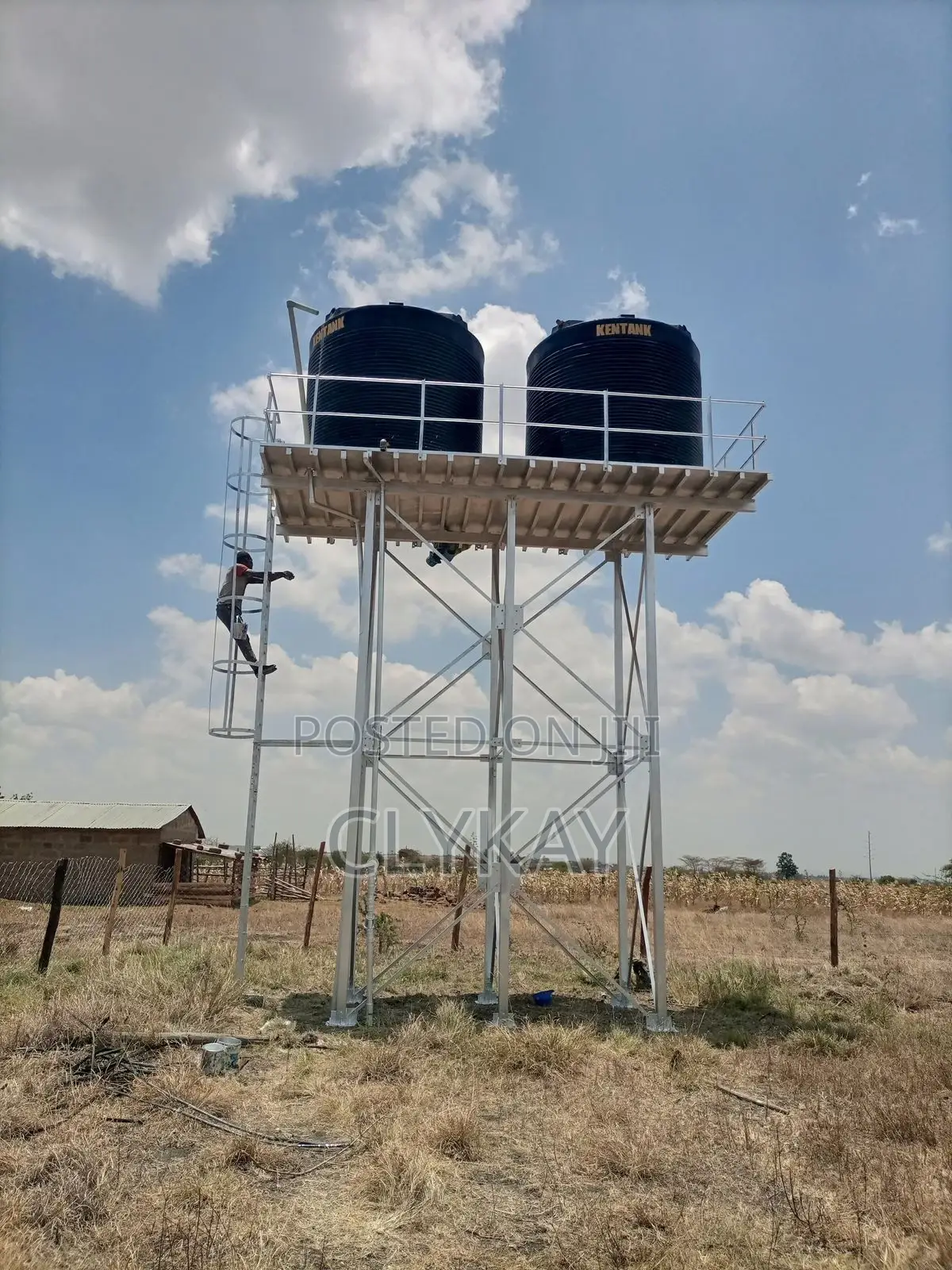 Raised Elevated Steel Tower With Plastic Tanks