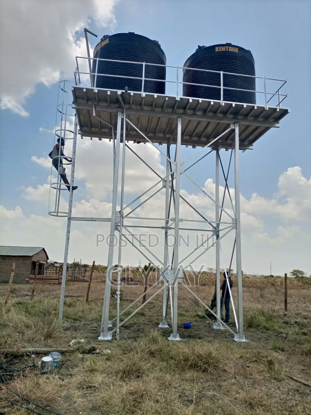 Raised Elevated Steel Tower With Plastic Tanks