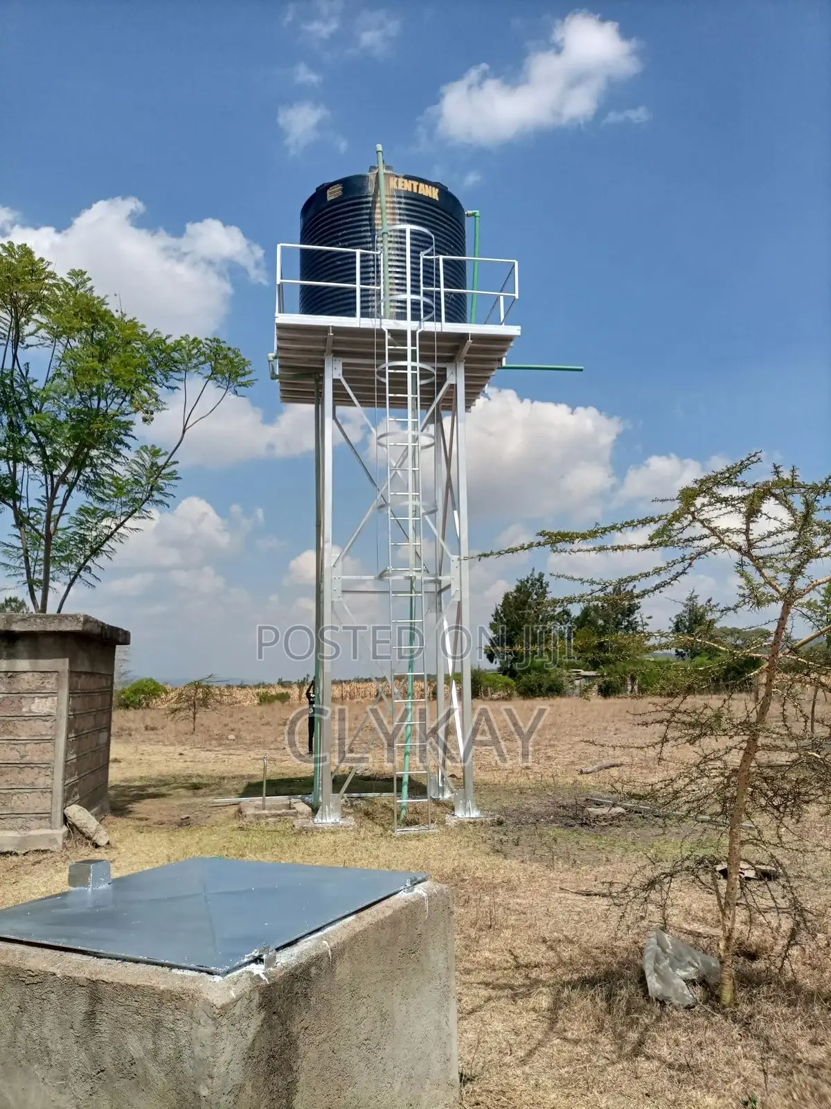 Raised Elevated Steel Tower With Plastic Tanks