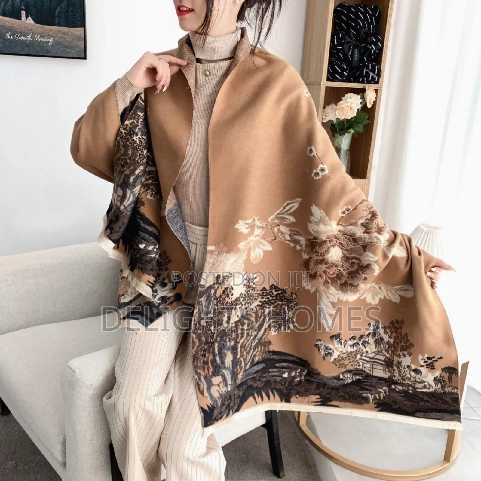 Luxury Floral Print Scarf_car