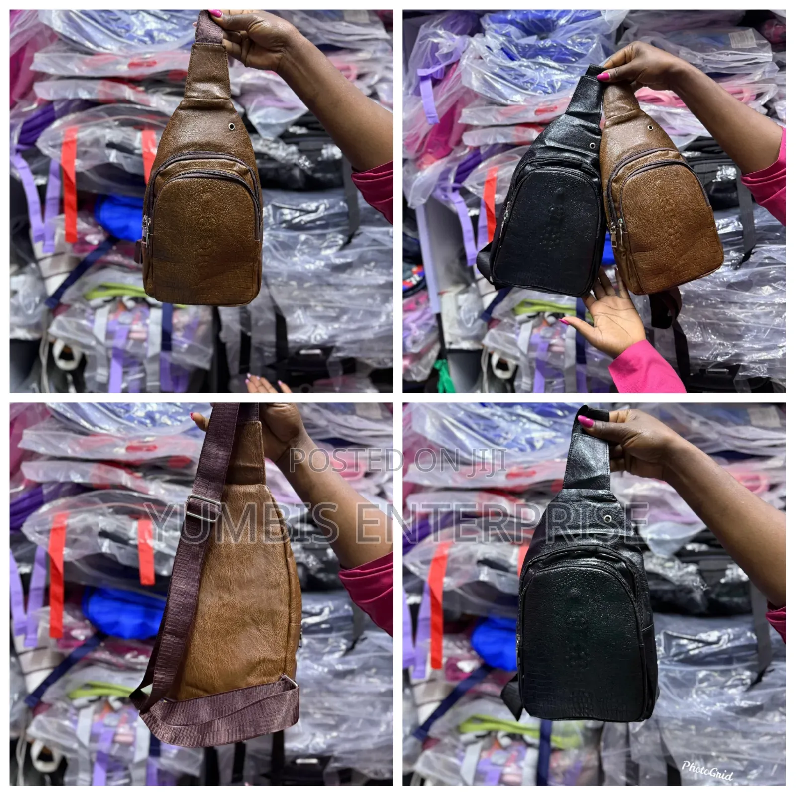 Black, Brown Leather Unisex Chest/H/Shoulder Bags