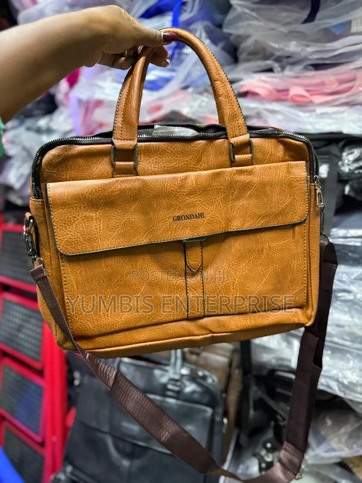 Light Brown Shoulder/Leather (Laptop Bags for Men