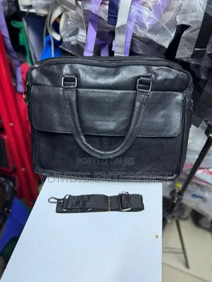 Black Large Size Document/Laptop Cases/Bags in Leather Black