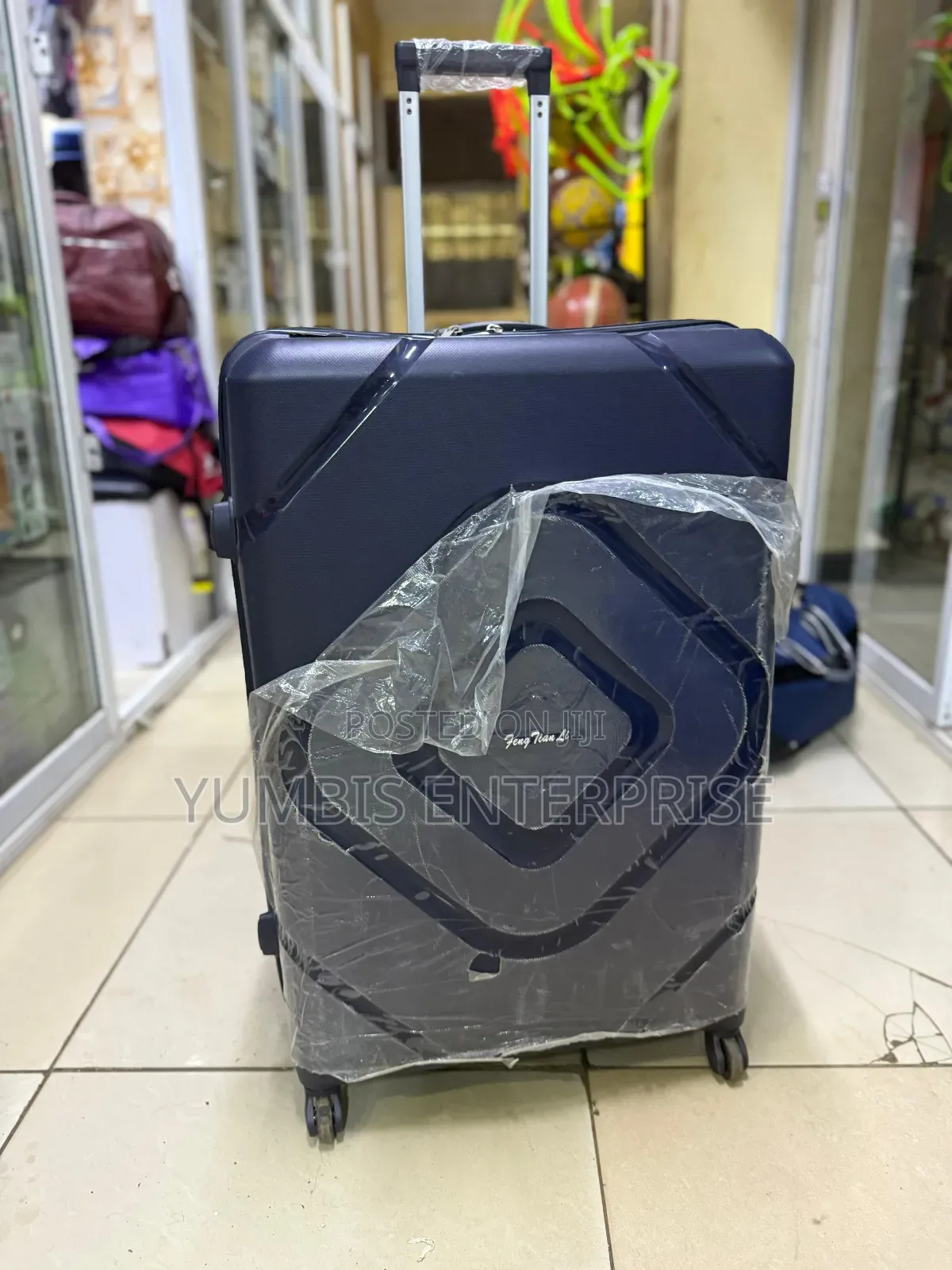 Navy Blue Large Size Rubber Pp 75cm Height Suitcase