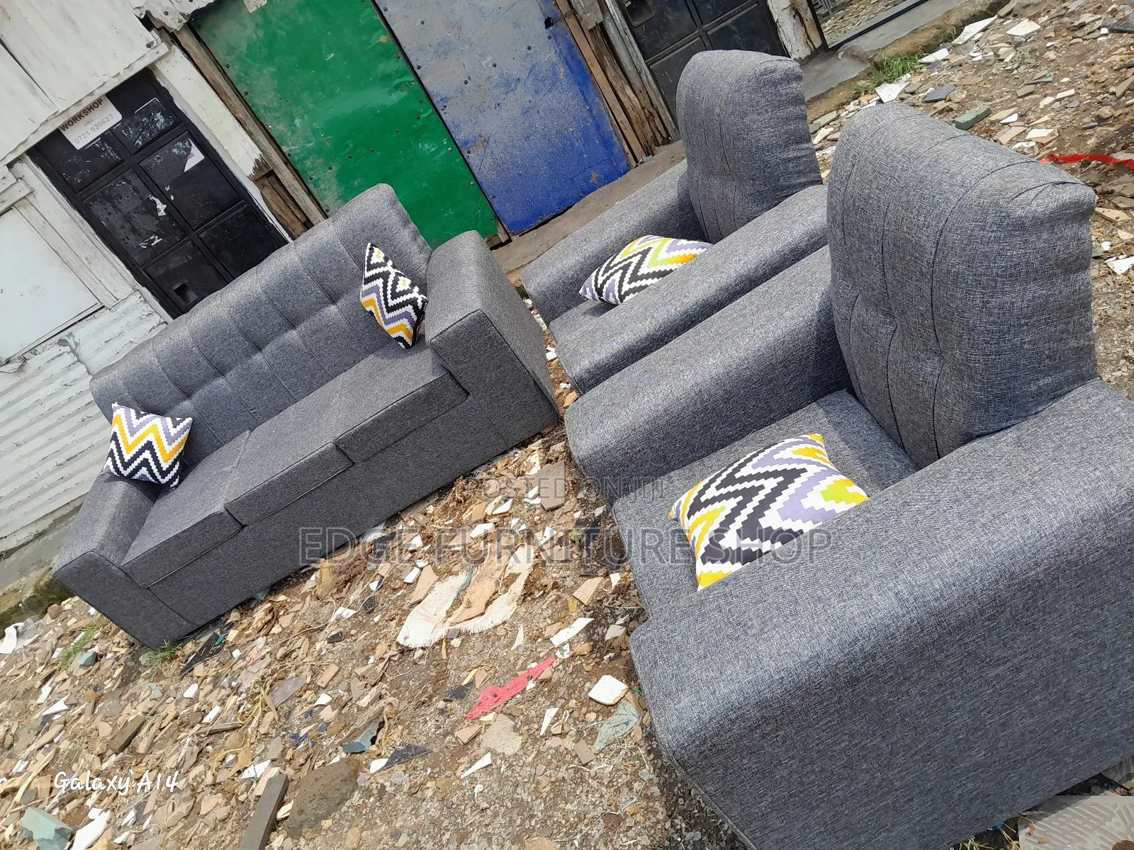 Five Seater Sofa Set Available In Grey Colour
