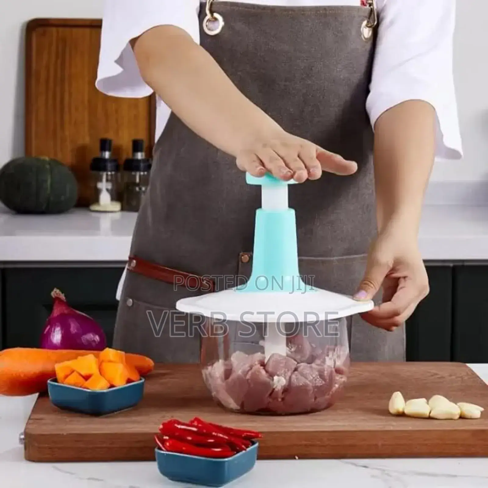 *1.5l Manual Food Chopper, With 3 Curved Steel Blades