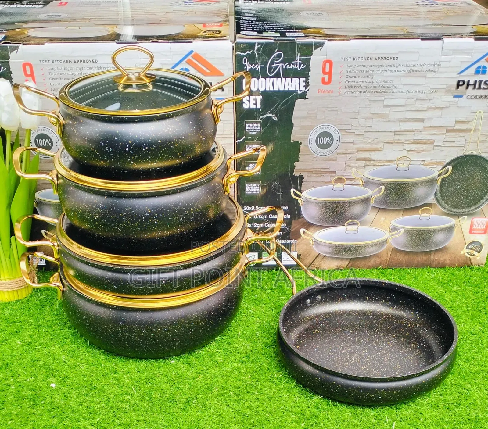 *9pcs Granite Classy Cookware Set*
