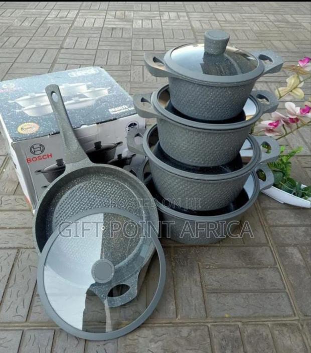 Gray 10 Pieces Cookware Set Stainless - main view