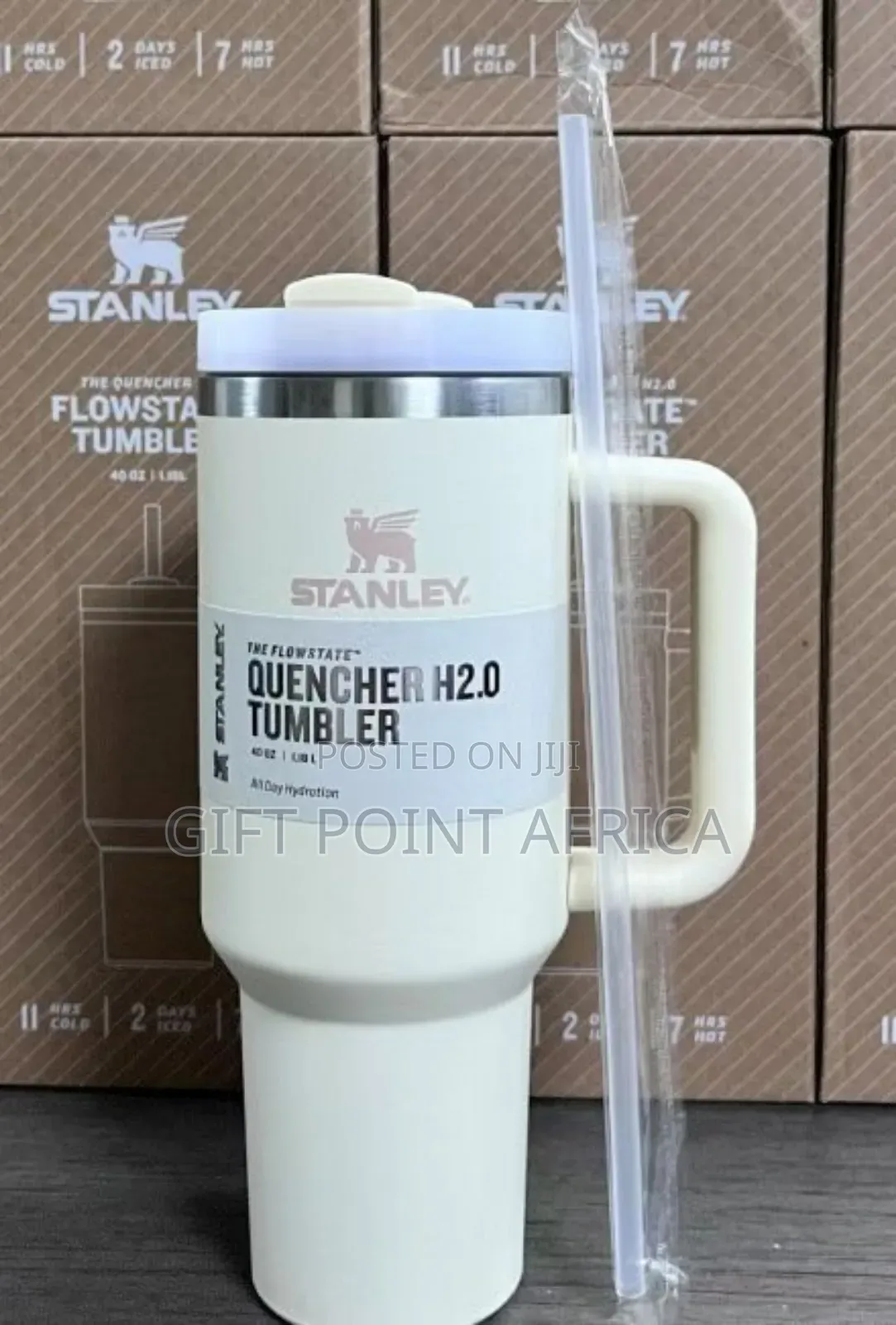Original White Stanley Travel Cup Mug With Handle