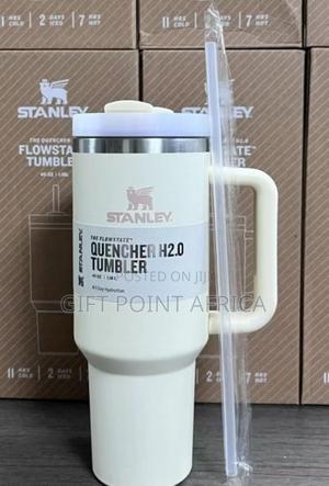 Original White Stanley Travel Cup Mug With Handle - thumbnail 2