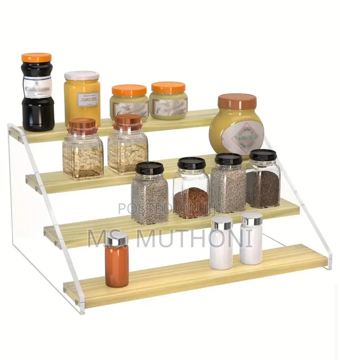 3 Tier Bamboo and Acrylic Multi Purpose Stand