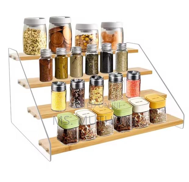 3 Tier Bamboo and Acrylic Multi Purpose Stand - thumbnail 3