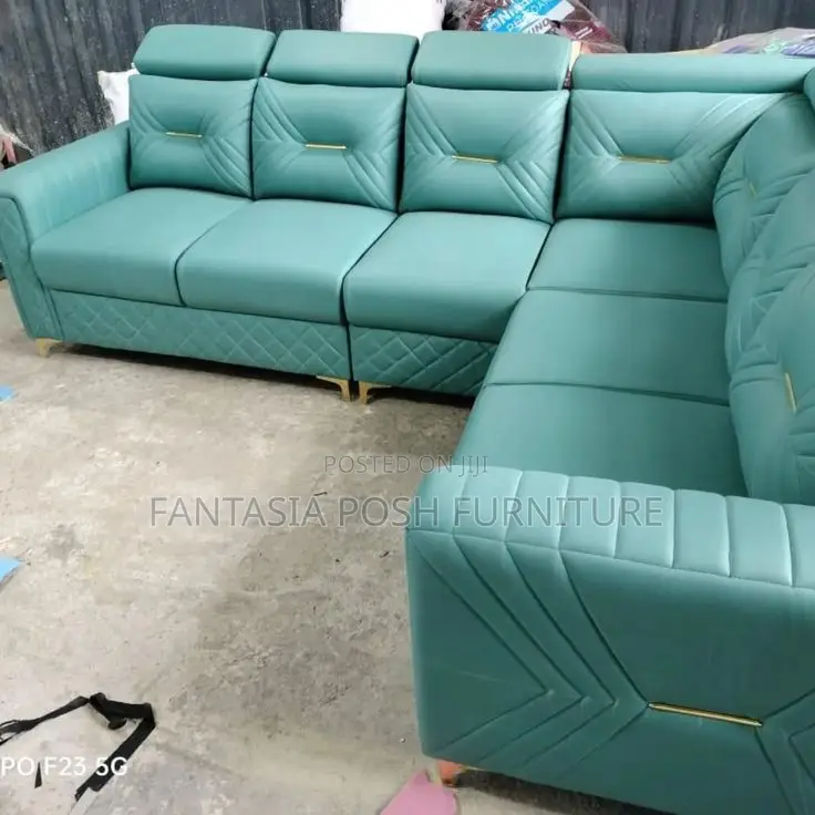 6 Seater Royal Blue L-Shaped Sofa
