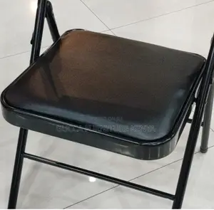 Office Chair:Foldable Black Steel Frame Simple Office Chair