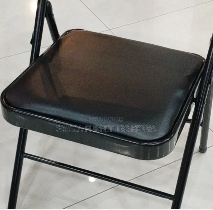 Office Chair:Foldable Black Steel Frame Simple Office Chair
