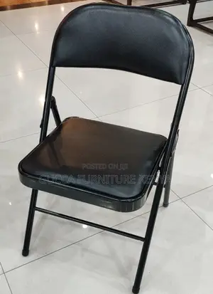 Office Chair:Foldable Black Steel Frame Simple Office Chair