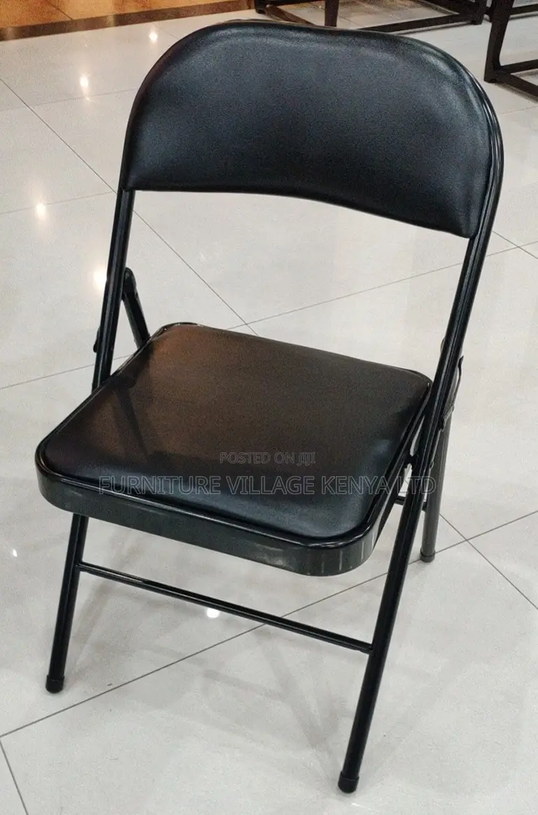 Office Chair: Simple Collapsible Black Steel Office Chair