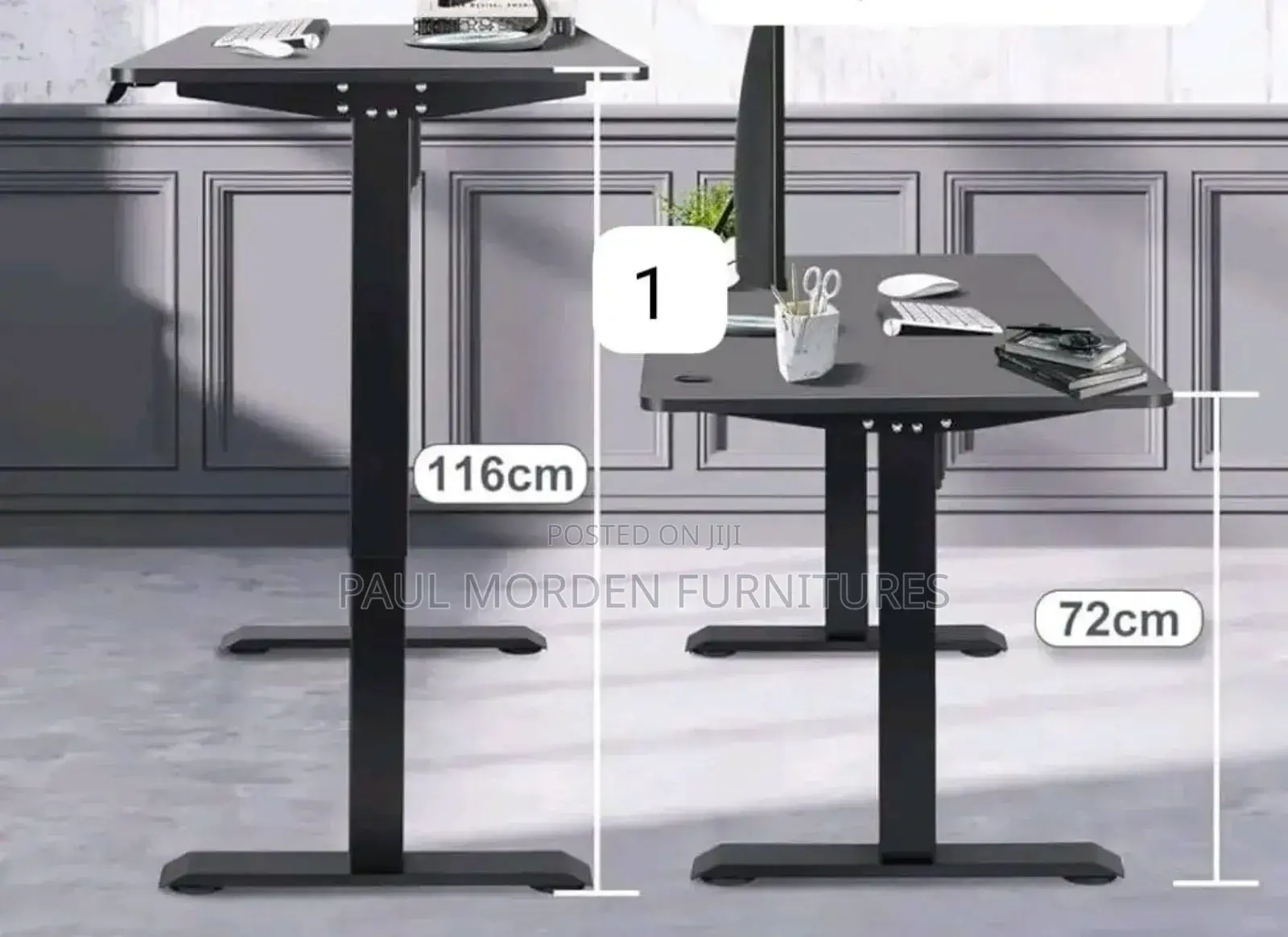 Black Electric Adjustable Height Table+orthopedic Executive