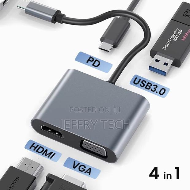 4 in 1 Type-C+Hdmi+Vga+Pd Charging+Usb 3.0 Adapter