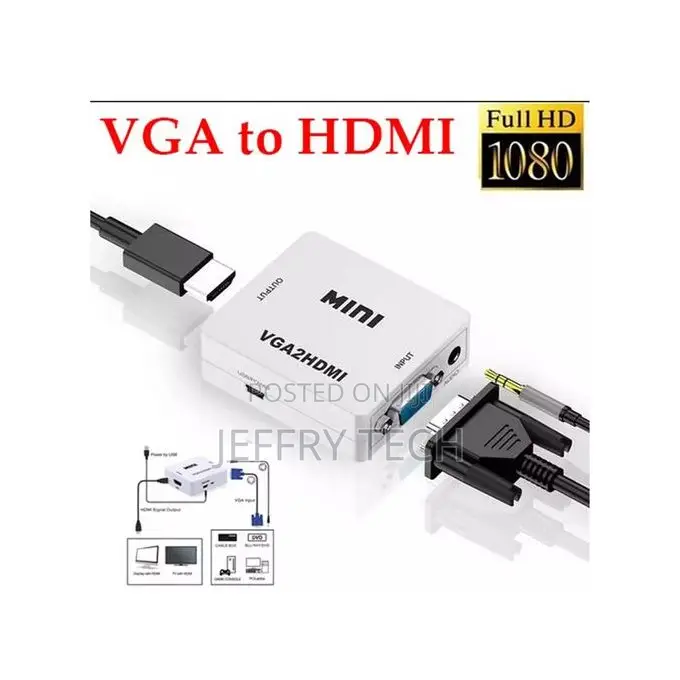 1080p Full Hd Mini Vga to Hdmi Converter Adapter
