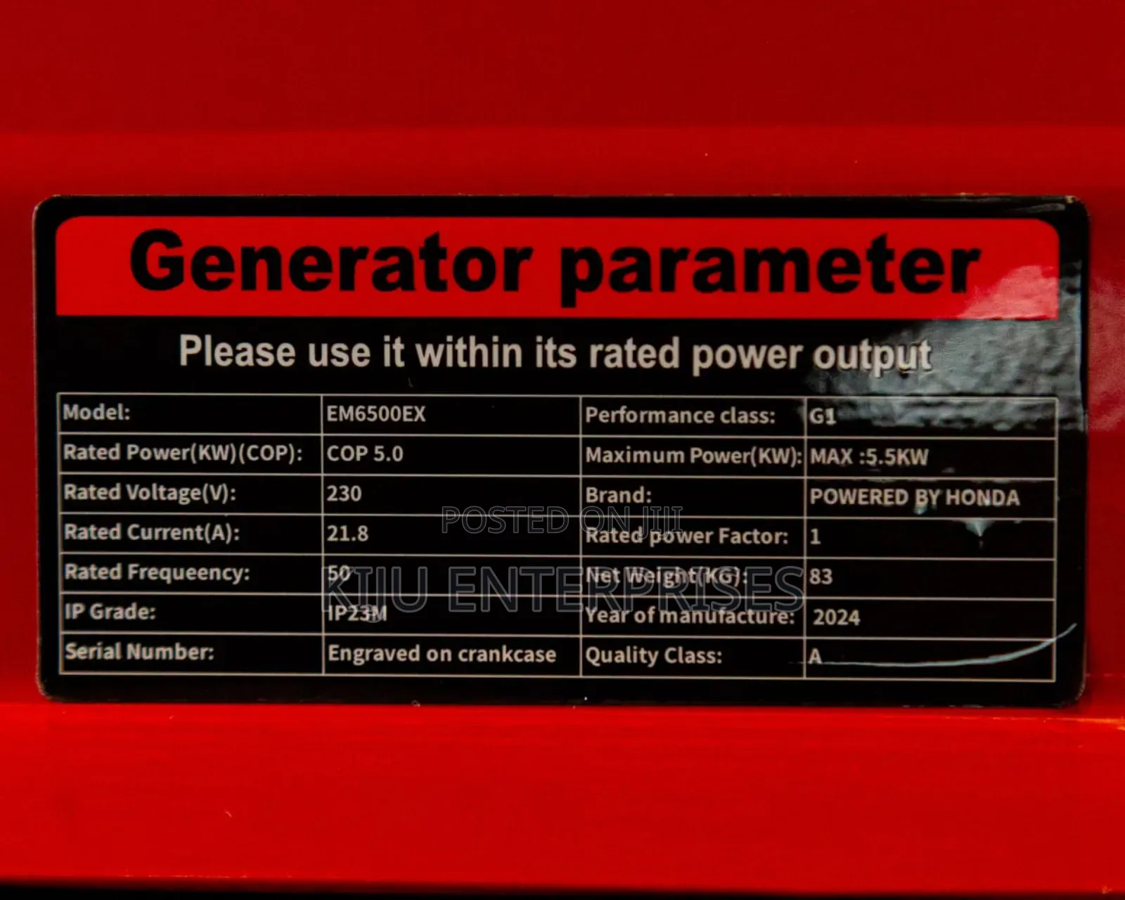 Honda 5.5kva Available