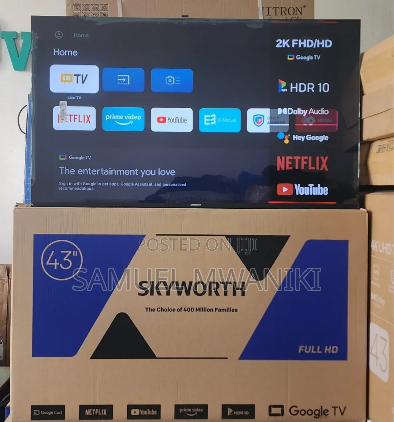 Skyworth 43′′ Frameless Smart Google Tv New Model