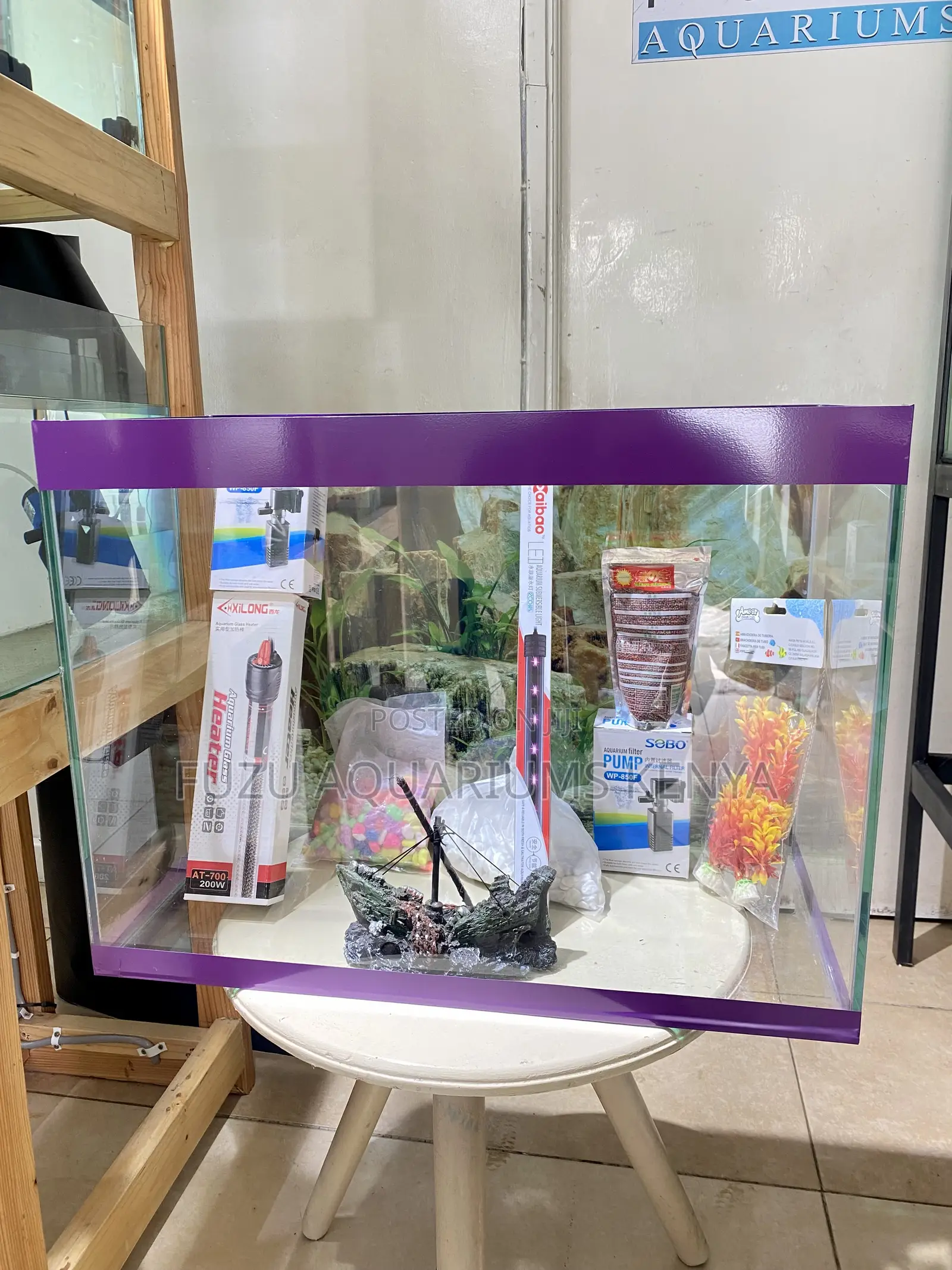 Beautiful 2ft Aquarium With Background Decor