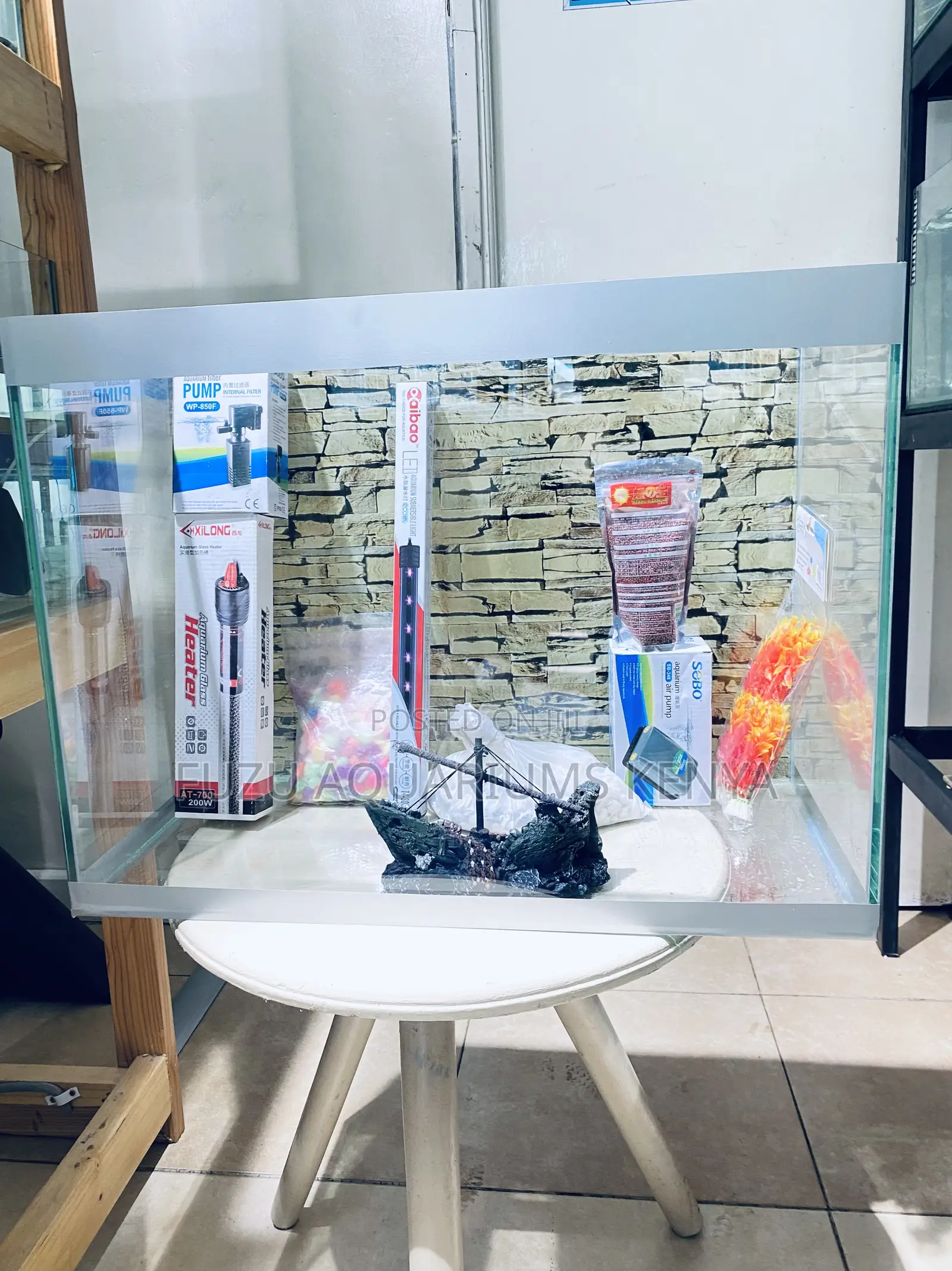 Colorful Aquarium Package With Gravel Plants
