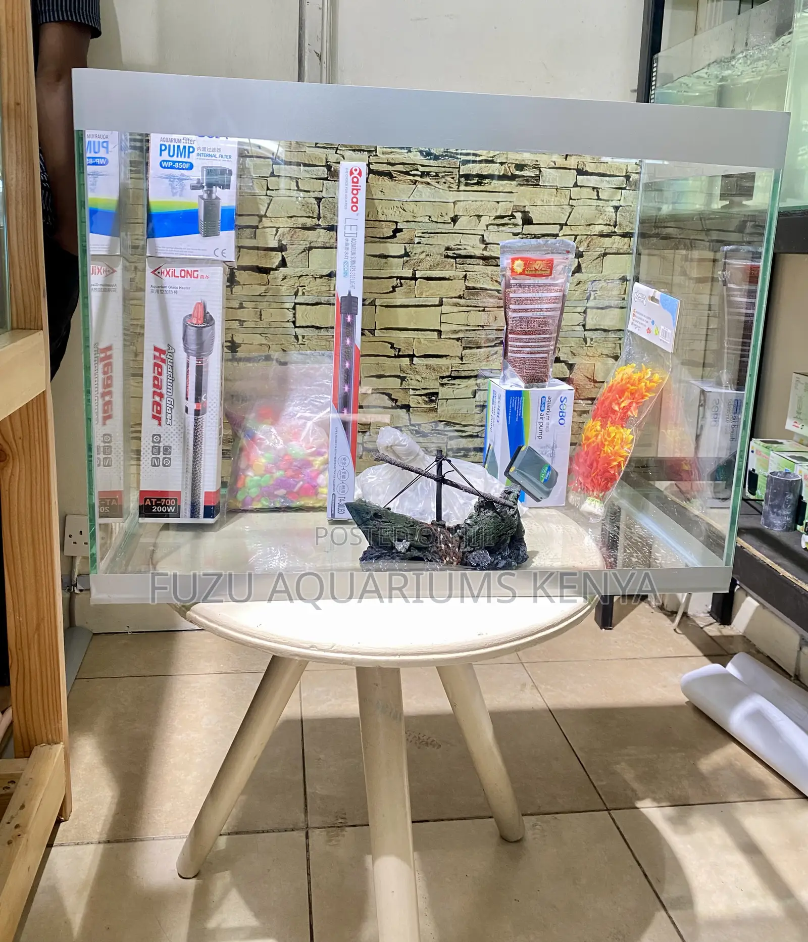 Aquarium Kit With Decorative Background