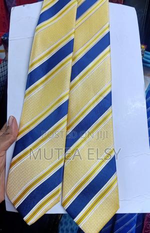 Yellow and Royal Blue Striped Single Ties - thumbnail 2