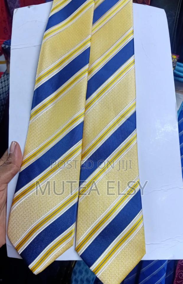 Yellow and Royal Blue Striped Single Ties - main view