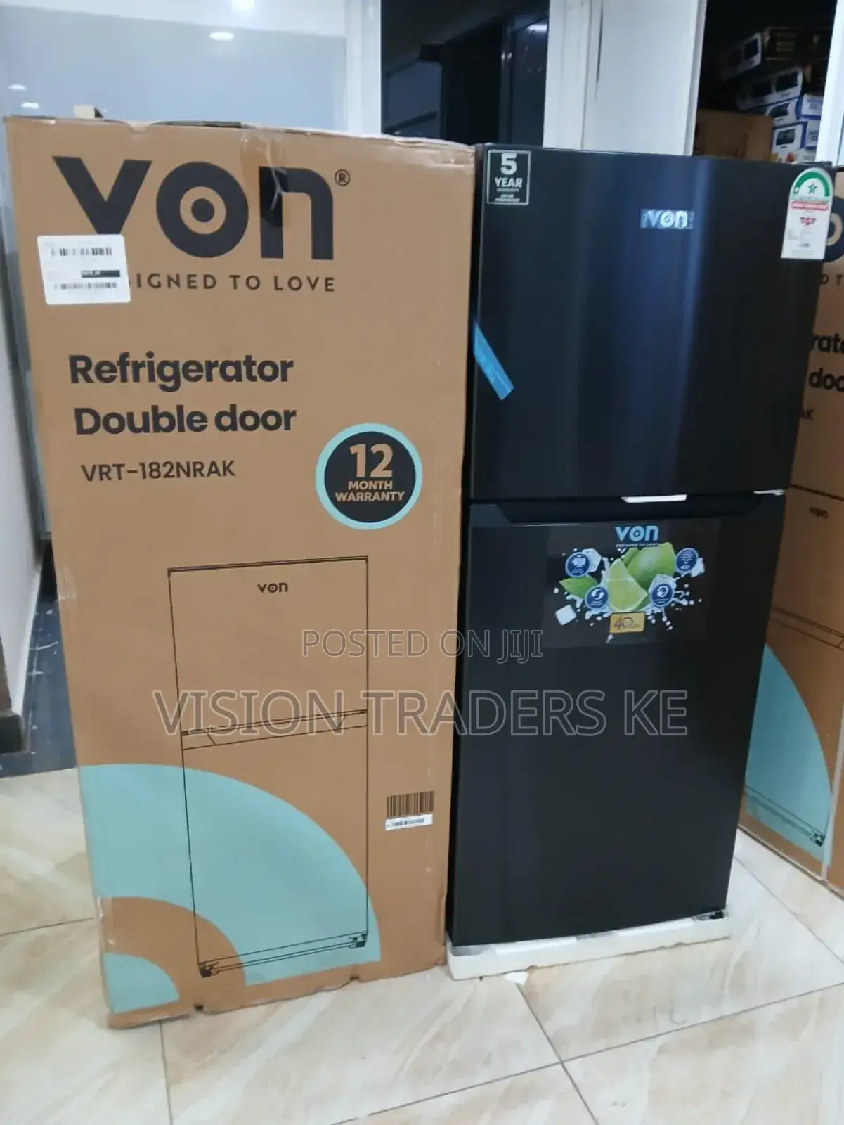 182 LTRS No Frost Von Fridge TMF VRT-182nrak,Dark Fridge
