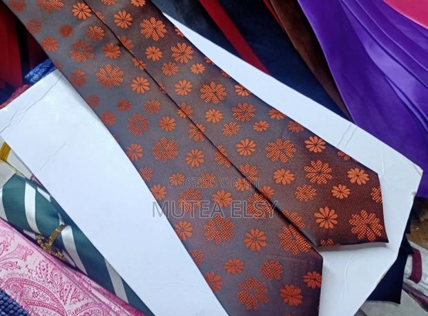 Coffee Brawn Burnt Orange Floral Single Ties - main view