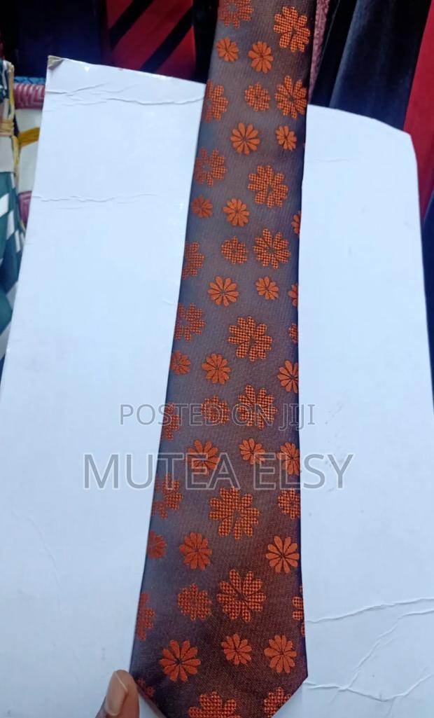 Coffee Brawn Burnt Orange Floral Single Ties - thumbnail 2