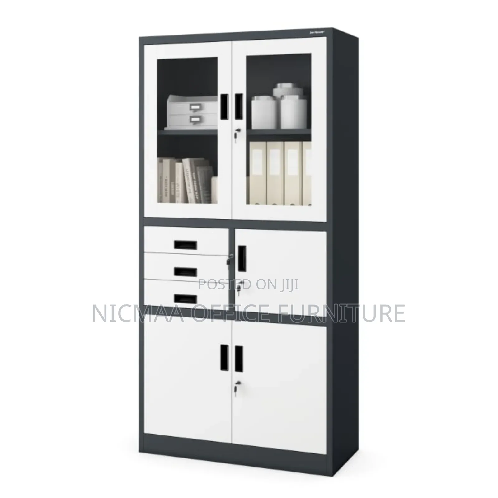Black and White Study Steel Cabinet With Safe
