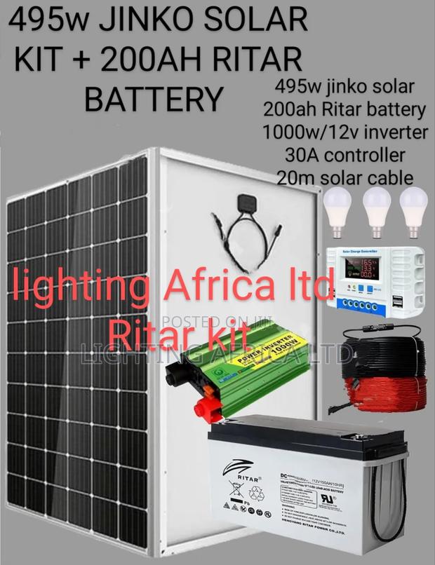 Special 495w Jinko Solar -200ah Ritar Battery -1000w Inverter Full Kit
