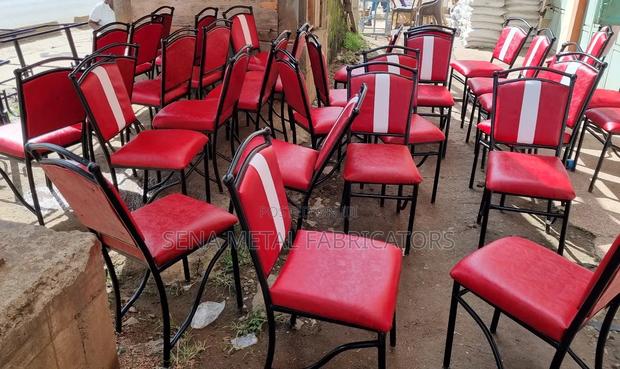Restaurant Maroon Chairs With White Backrest Fabric. - thumbnail 2