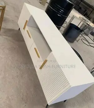 Modern White Fluted Tv Stand