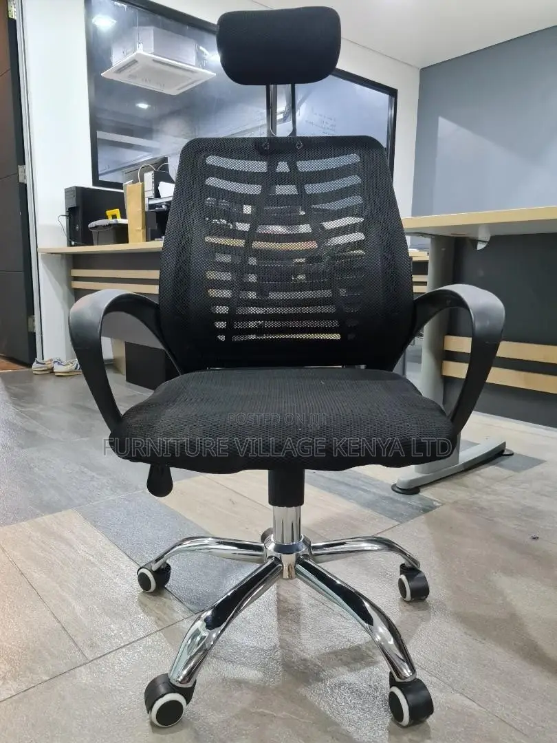 Office Chair:Ergonomic Headrest-Equipped Task Chair