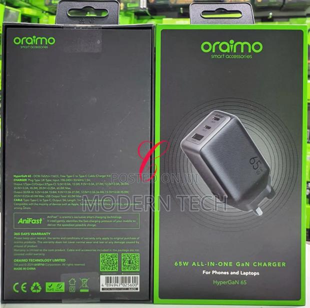 Oraimo Hypergan 65 *65w* Phone and Laptop Charger - thumbnail 2