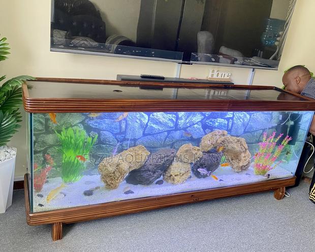 Premium Aquarium Tv Unit – Mvule Mahogany Blend - main view
