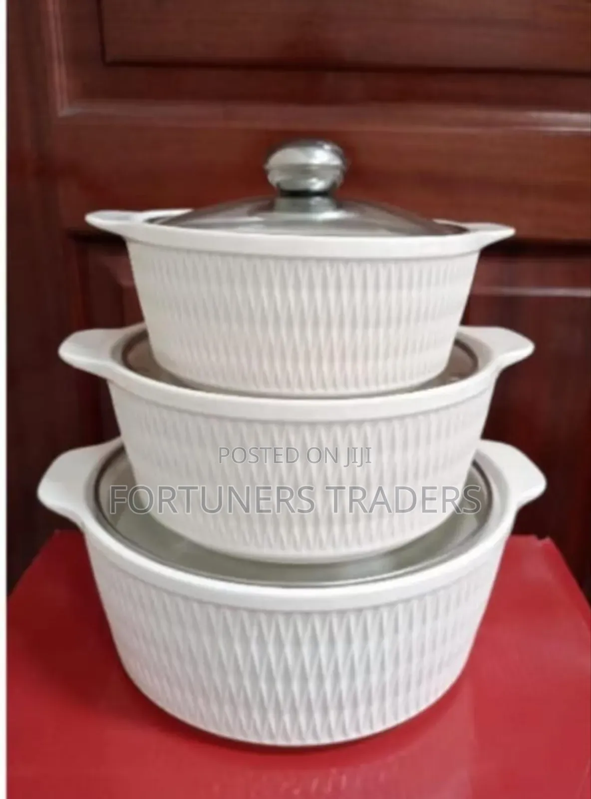 3 Piece Ceramic Bowls With Glass Lid