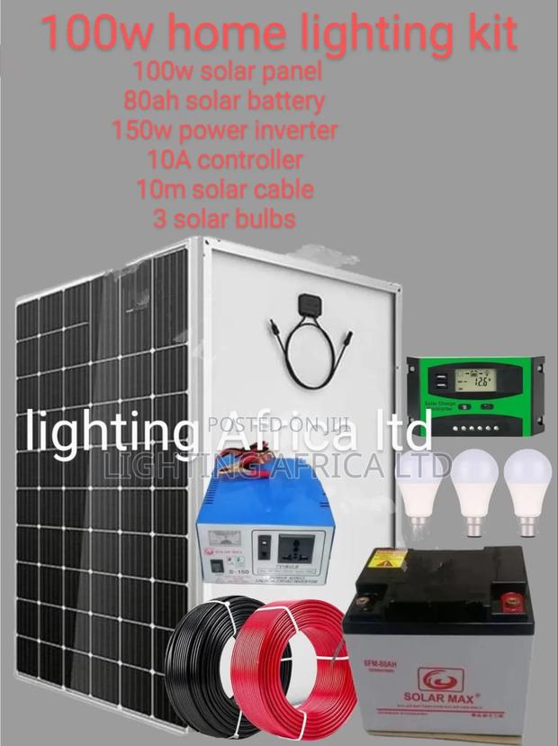 Mwangaza Nyumbani 100w Solar - 80a Battery - 150w Inverter Full System